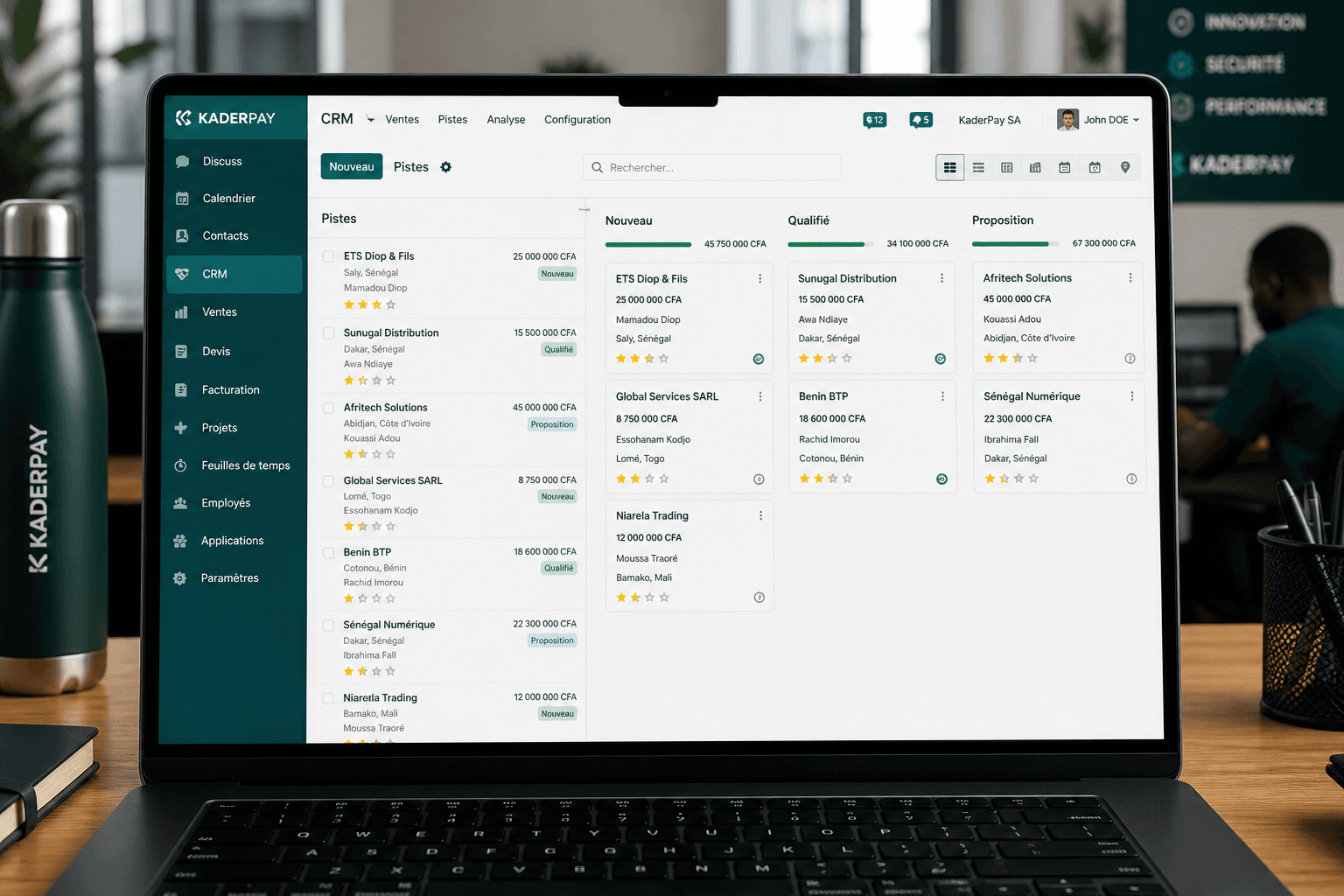 Poste de travail Odoo Helice — gestion clients et devis